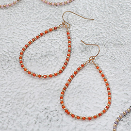 Colored CZ Beaded Open Teardrop Dangle Earrings