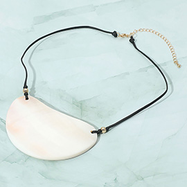 Natural Shell Pendant Black Cord Necklace
