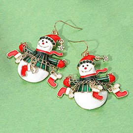 Whimsical Christmas Socks Snowman Dangle Earrings