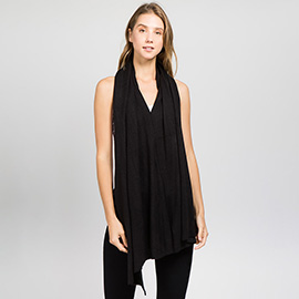 Solid Versatile Asymmetrical Poncho Wrap / Scarf
