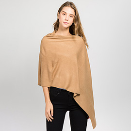Solid Versatile Asymmetrical Poncho Wrap / Scarf