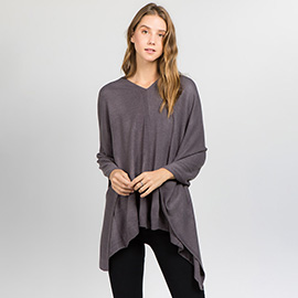 Solid Versatile Asymmetrical Poncho Wrap / Scarf