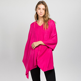 Solid Versatile Asymmetrical Poncho Wrap / Scarf