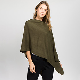 Solid Versatile Asymmetrical Poncho Wrap / Scarf