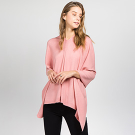 Solid Versatile Asymmetrical Poncho Wrap / Scarf