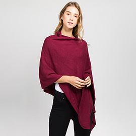Solid Versatile Asymmetrical Poncho Wrap / Scarf