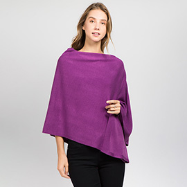 Solid Versatile Asymmetrical Poncho Wrap / Scarf