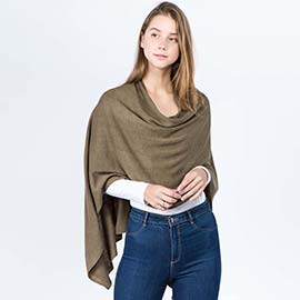 Solid Versatile Asymmetrical Poncho Wrap / Scarf