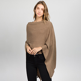 Solid Versatile Asymmetrical Poncho Wrap / Scarf
