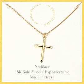 18K Gold Filled Hypoallergenic Cross Pendant Necklace