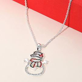 Sparkling Holiday Snowman Pendant Necklace