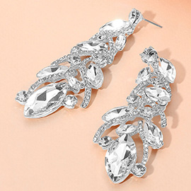 Marquise Stone Cluster Embellished Drop Evening Earrings