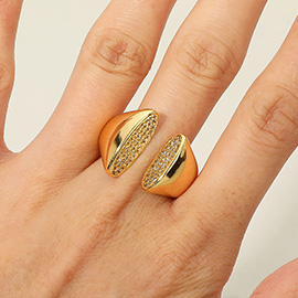 CZ Stone Paved Bold Open Ring