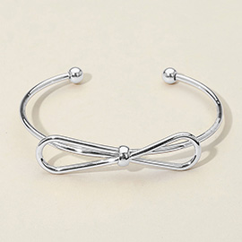 SECRET BOX_Sleek Metal Wire Bow Cuff Bracelet