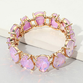 Teardrop Glass Stone Cluster Stretch Evening Bracelet