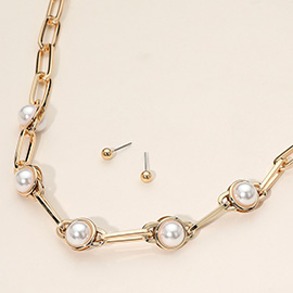 Pearl Cluster Link Paperclip Chain Necklace