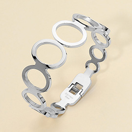 Stainless Steel Open Circle Link Hinged Bangle Bracelet