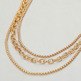 Chunky Multi Metal Chain Layered Necklace