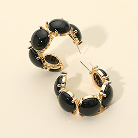 Boho Oval Resin Pebble Stone Hoop Earrings