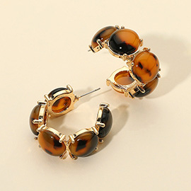 Boho Oval Resin Pebble Stone Hoop Earrings