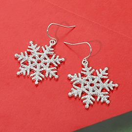 Glittered Snowflake Dangle Earrings