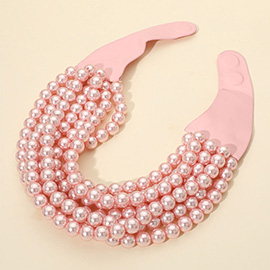 Multi Layered Pearl Beaded Collar Magnetic Necklace