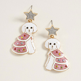 Holiday Puppy Dangle Earrings