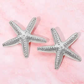 Bold Textured Metal Starfish Earrings
