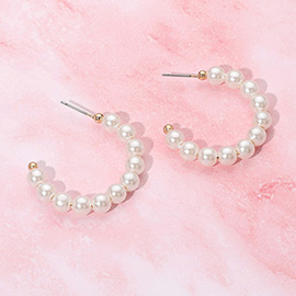 Pearl Beaded Hoop Earrings
