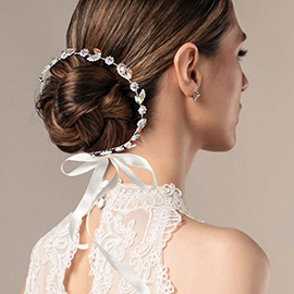 Floral Marquise Stone Cluster Vine Bun Wrap Headpiece