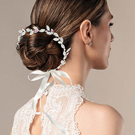 Marquise Stone Cluster Vine Bun Wrap Headpiece