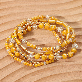 5PCS - Mixed Beaded Stretch Multi Layered Bracelets
