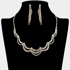 Layered Rhinestone Paved Necklace