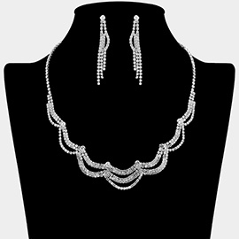 Layered Rhinestone Paved Necklace
