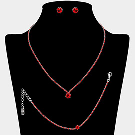 Round CZ Stone Accent Rhinestone Paved Jewelry Set
