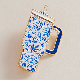 Floral Pattern Enamel Tumbler Pin Brooch