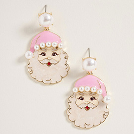 Playful Pearl Santa Dangle Earrings