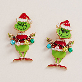 Holiday Green Monster with Ornament Earrings