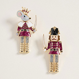 Holiday Mismatch Mouse King Nutcracker Earrings