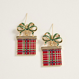Holiday Gift Box Dangle Earrings
