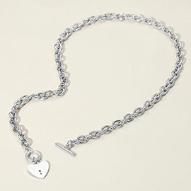 SECRET BOX_Stainless Steel Heart Toggle Chain Necklace