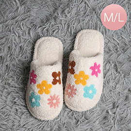 Colorful Flower Pattern Embroidered Soft Home Indoor Floor Slippers