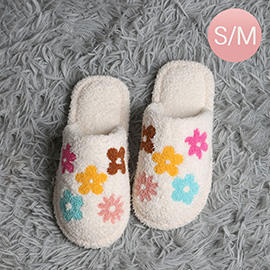 Colorful Flower Pattern Embroidered Soft Home Indoor Floor Slippers
