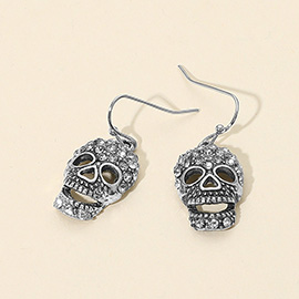 Rhinestone Skull Dangle Earrings