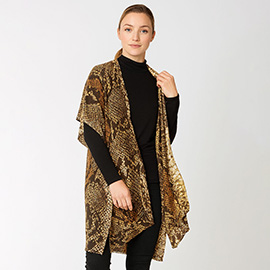 Snake Pattern Print Ruana Poncho