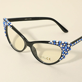 Bubbly Crystal Cat Eye Optical Glasses