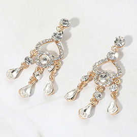 Teardrop Stone Cluster Rip Chandelier Dangle Evening Earrings