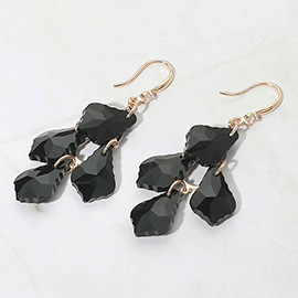 Faceted Teardrop Stone Cluster Link Drop Dangle Evening Earrings