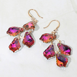 Faceted Teardrop Stone Cluster Link Drop Dangle Evening Earrings