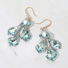 Faceted Teardrop Stone Cluster Link Drop Dangle Evening Earrings